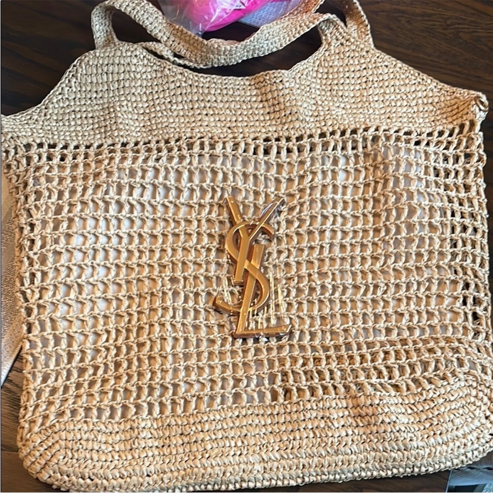 Yves Saint Laurent Tan Crochet Shoulder Bag